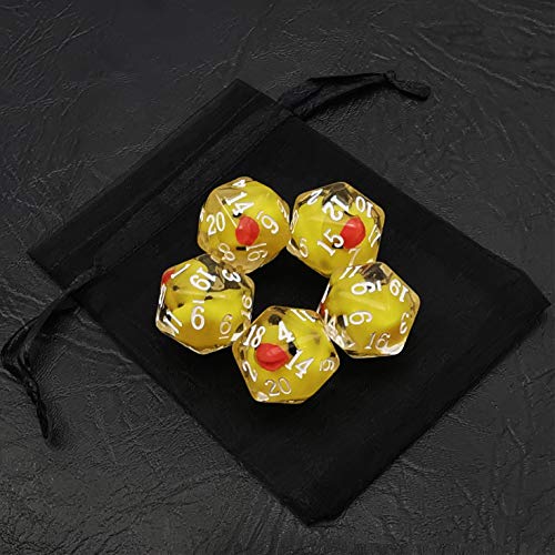 Bescon Yellow Duck 20 Sides Dice Set of 5, Duck D20 5pcs Set