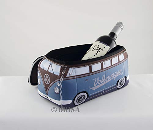 BRISA VW Collection - Volkswagen Furgoneta Hippie Bus T1 Van Bolsa Universal de Neopreno, Neceser, Bolso de Maquillaje-Cosméticos-Aseo, Estuche de lápices, Caja de Almuerzo, Equipaje (Petrol/Marrón)