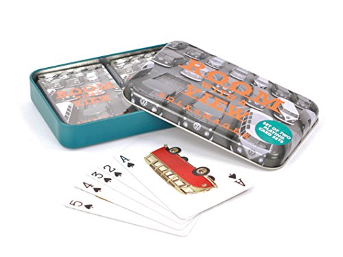 Brisa VW Collection - Volkswagen Furgoneta Hippie Bus T1 Van Conjunto de 2 Barajas de Cartas en Caja de Metal, Juego portátil para Póker, Rummy, Canasta como Idea de Regalo/Viaje/Camping/Picnic