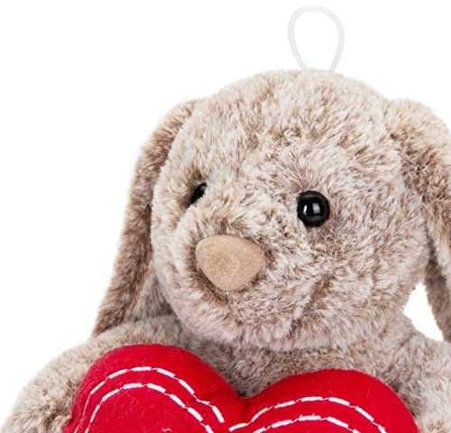 BRUBAKER Conejito de Peluche con Corazón Rojo y Orejas Flexibles - Te Quiero - Regalo de Conejo de Peluche de 28 cm - Conejito de Peluche - Juguete de Peluche Gris Marrón