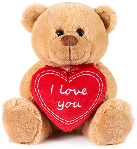 BRUBAKER Oso / Osito de Peluche con 'I Love You' de corazón - 25 cm - Marrón