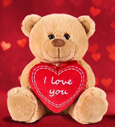 BRUBAKER Oso / Osito de Peluche con 'I Love You' de corazón - 25 cm - Marrón