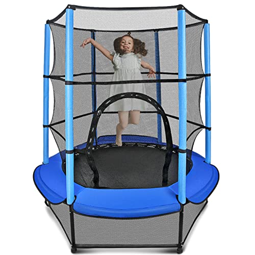 Cama elástica para niños de interior y exterior, con pasamanos ajustable, para niños y niñas a partir de 2, 3, 4 (140 cm – Fence Trampoline)