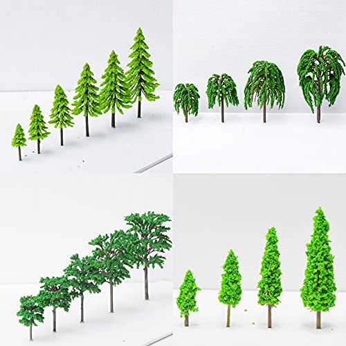 Cayway 34 Pz Árboles en Miniatura, 3~15.5CM Decoración para Modelo en Miniatura Modelo Árbol Diorama, 6 Color para DIY Paisaje