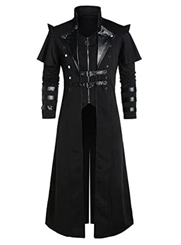 Chaqueta Gótica Steampunk Vintage Para Hombre, Traje De Banquete De Corte Medieval Renacentista, Disfraz De Actuación Escénica negro L