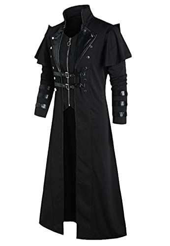 Chaqueta Gótica Steampunk Vintage Para Hombre, Traje De Banquete De Corte Medieval Renacentista, Disfraz De Actuación Escénica negro L