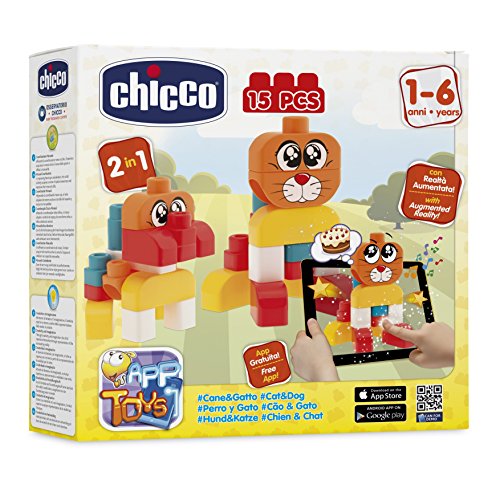 Chicco - 2306000000 - Caja de construcción - Perro y el Gato - 15 Piezas