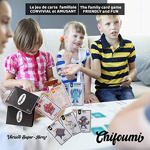 Chifoumi - Juego de 54 Cartas para niños (versión Super Heros) - Juego Piedra, Papel o Tijera para Jugar en Duelo o con Varios Amigos o Familia - El Juego Favorito de los niños