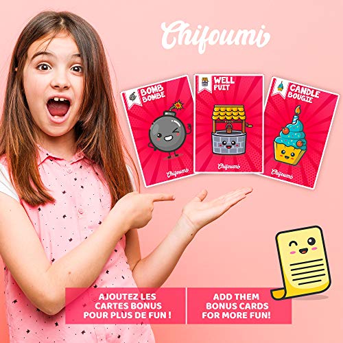 Chifoumi - Juego de cartas (versión Kawaii) de piedra de hoja con tijeras – 54 cartas – Juego original para jugar en duel o a varios en familia o entre amigos – El juego favorito de los niños