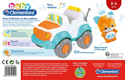 Clementoni- Auto & Roméo - Coche teledirigido (versión Francesa, a Partir de 2 años), Multicolor (52514)