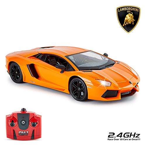 CMJ RC Cars con Licencia Oficial Mando a Distancia Lamborghini IN 30cm Tamaño 1:14 Escala en Lambo Naranja