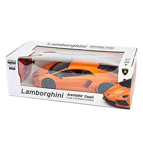 CMJ RC Cars con Licencia Oficial Mando a Distancia Lamborghini IN 30cm Tamaño 1:14 Escala en Lambo Naranja