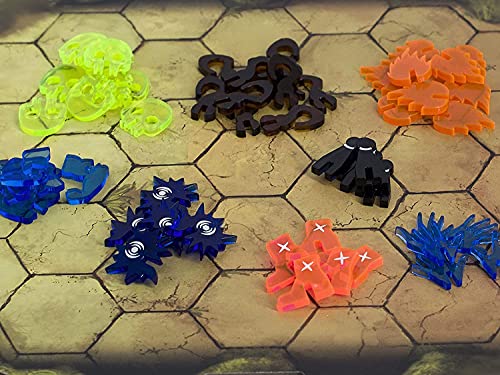 Condition Tokens - Juego de 60 marcadores de efectos de acrílico para Gloomhaven, círculos olvidados y mandíbulas del león