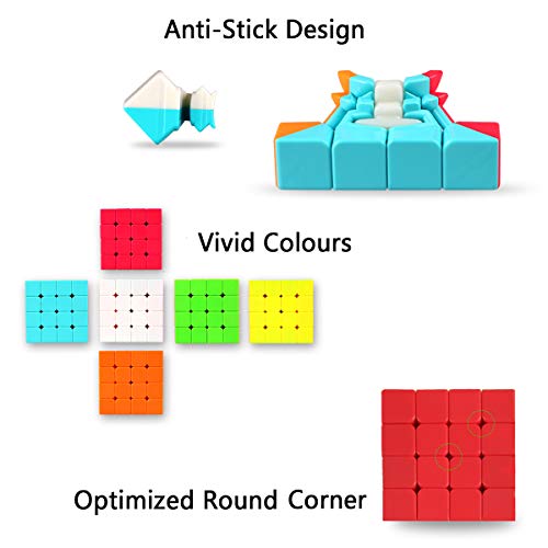 Cooja Cubo de Velocidad 4x4 Speed Cube, Cubo Magico 4x4x4 Smooth Magic Cube Puzzle Durable Regalo de Juguetes para Niños Niñas