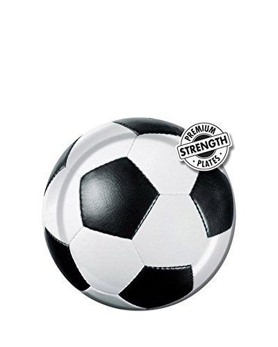 Creative Converting 417966 Fútbol bola redonda postre placas de papel, 9"-8 piezas, negro/blanco