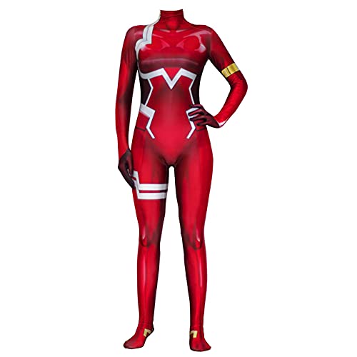 Darling in The FRANXX Disfraz de Cosplay 02 Zero Two Red Body Traje de Batalla Halloween Party Mono Onesies, Cero dos, S