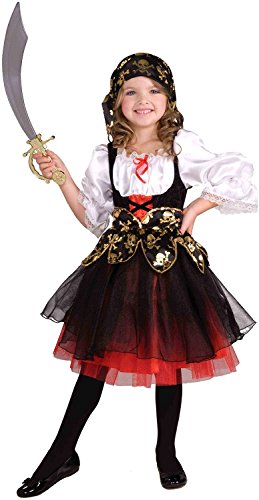 Disfraz de Pirata de Piezas para niñas - Disfraz de Pirata - Black, White, Red - Talla (7-10 Años)