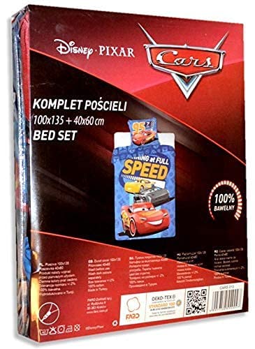 Disney Cars Cot Bed Duvet Cover Set 100x135 + 40x60 cm Cotton