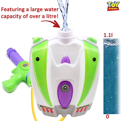 Disney Mochila Toy Story Y Buzz Lightyear con Lanzador De Agua | Pistola De Agua Portátil De Gran Capacidad con Correas Ajustables | Juguete para Niños A Partir De 3 Años De Edad