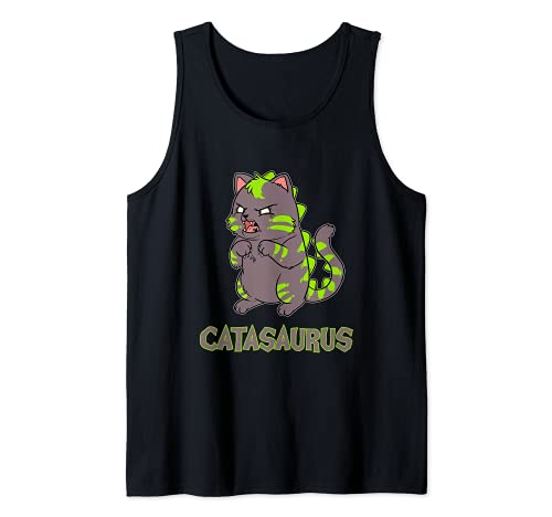 Divertido Dinosaurio Gatito Gato Saurio Ronronea Monstruo Camiseta sin Mangas