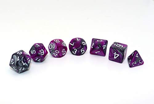 DND - Juego de dados poliedros para mazmorra y dragones D&D RPG juego de rol juego de 7 troqueles (mezcla morada plateada)