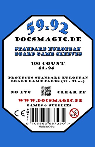 docsmagic.de 1.000 Standard European Board Game Sleeves - 10 Packs - 61 x 94 - EU - 59 x 92