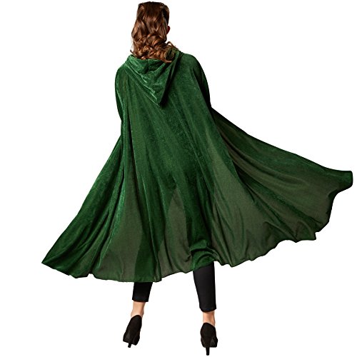 dressforfun Capa con Capucha de Terciopelo | Adecuado para Muchos Disfraces (Verde 116 cm | No. 301866)