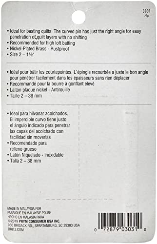 Dritz Acero Quilting latón Curvado – Imperdible (, tamaño Dos