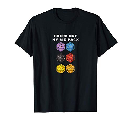 Echa un vistazo a My Six Pack Dice Funny Dragons Gamer DM Camiseta