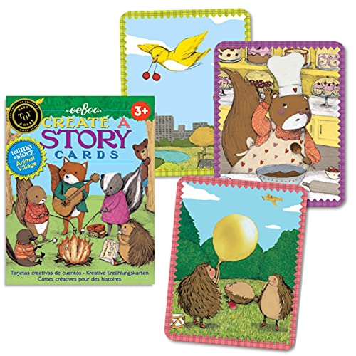 eeBoo, Tarjetas para Crear Historias Aldea Animal, Juego para niños y niñas (3a+)