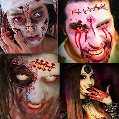 EKKONG Halloween Tatuajes, Zombie Cicatrices Tatuajes Pegatinas, Tatuajes Temporales para Halloween Cosplay Fiesta (10 Hojas)