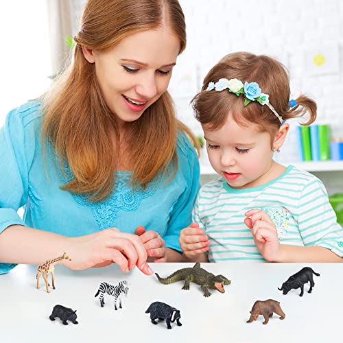 ELECLAND 16 Piezas de Figuras de Animales de zoológico de la Selva, Figuras de Animales de Safari, Figuras de Animales del Bosque, Mini Adornos para Tartas de Animales, Figuras de Juego para niños