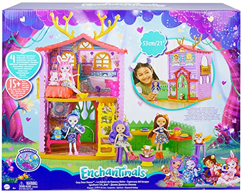 Enchantimals Casa Ciervo con Danessa Deer Muñeca con casa de juguete, mascota y accesorios (Mattel GYJ18)