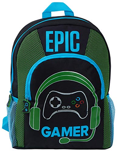 Epic Gamer - Mochila para niños y adolescentes y adultos, mochila para juegos con soportes para botellas, Black (Negro) - MNCK10310