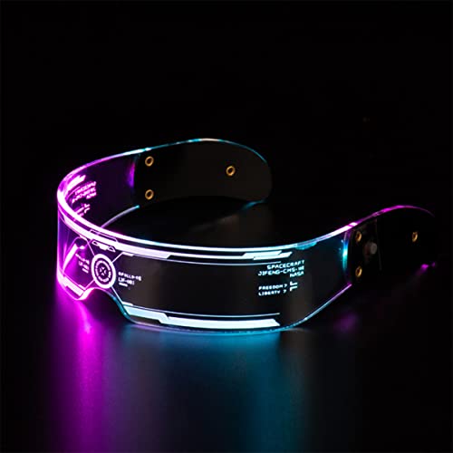 EPROICKS Gafas Led Fiesta, Gafas Luminosas Futuristas, Cyberpunk Glasses, Gafas De Neón Con Sus 4 Modalidades Siete Colores, Visera Electrónica Para Festivales, EDM, Año nuevo, Tomorrowland (2077)