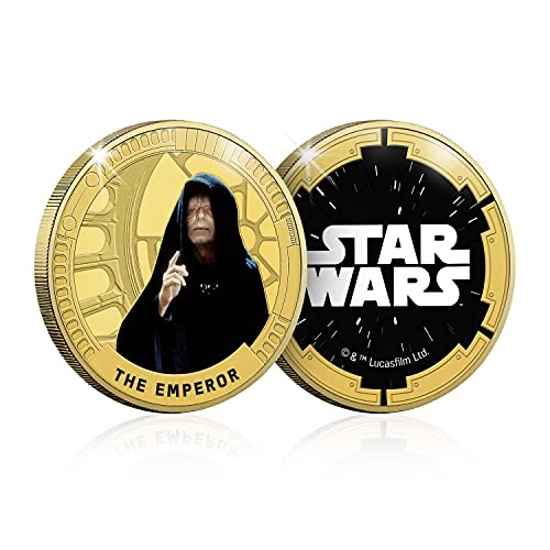 FANTASY CLUB Star Wars Trilogía Original Episodios IV - Vi - The Emperor - Moneda / Medalla Conmemorativa acuñada con baño en Oro 24 Quilates y Coloreada a 4 Colores - 44mm