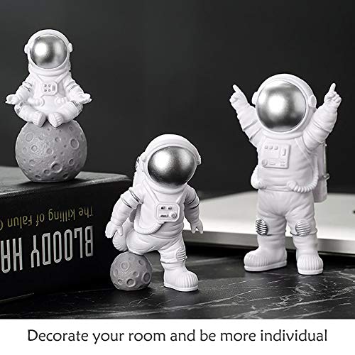 Figura de Astronauta, Figura de Juguete de Astronauta Adornos de Resina para Escritorio de Astronauta Astronauta Espacial Topper de Cumpleaños Decoraciones de Fiesta 3 Piezas