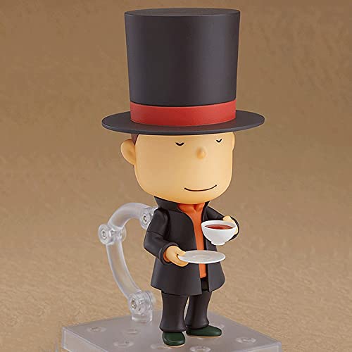 Figura movible del profesor Layton de Nendoroid, la figura es de la animación "Layton Mystery Detective Company-Katley's Nazotoki File-", la postura de pie mide 3.9 pulgadas de alto, figura hecha de m