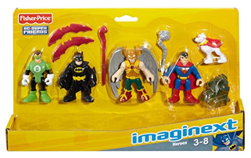 Fisher-Price Imaginext DC Comics Super Friends - Juego de Figuras de superhéroes (Batman, Superman, Hombre Halcón, Linterna Verde y Krypto, el superperro)