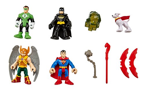 Fisher-Price Imaginext DC Comics Super Friends - Juego de Figuras de superhéroes (Batman, Superman, Hombre Halcón, Linterna Verde y Krypto, el superperro)