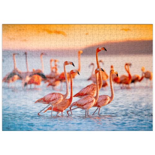 Flamencos Rosados En Una Brillante Puesta De Sol - Premium 500 Piezas Puzzles - Colección Especial MyPuzzle de Puzzle Galaxy