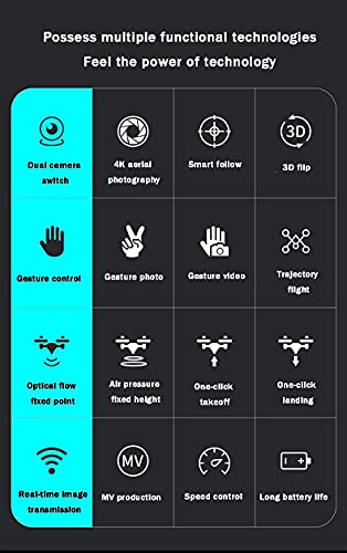 FMNKC Drone De Alta Definición Profesional De 5000 Metros De Control Remoto De Aviones Pequeños Mini Drone De Entrada, Negro-Batería4