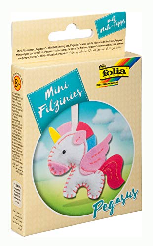 Folia 52910 - Juego de Costura de Fieltro para niños (tamaño pequeño, 15 Piezas), diseño de Pegaso, Multicolor