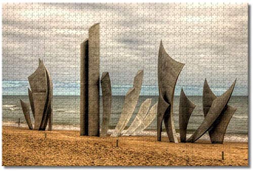 Francia Omaha Beach Rompecabezas para Adultos Niños Juego de Rompecabezas de Madera de 1000 Piezas para Regalos Decoración del hogar Recuerdos Especiales de Viaje