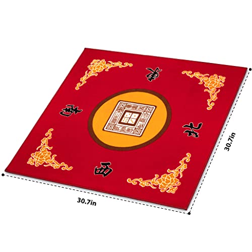 Funda para la Mesa de Yellow Mountain Imports para Mahjong, Póquer, Juegos de Cartas, Juegos de Mesa, Fichas y Dominó - Rojo, 80 Centimetros