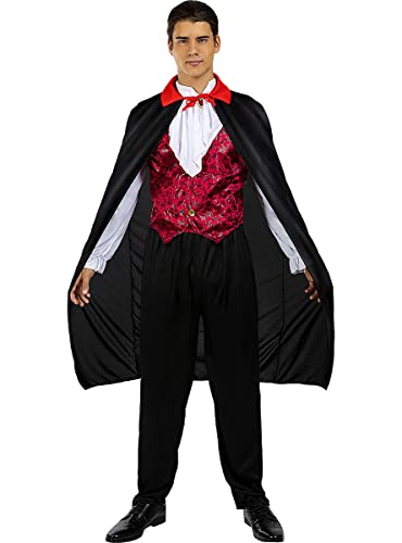 Funidelia | Capa de Vampiro negra 110 cm para hombre y mujer ▶ Terror, Dracula, Vampire - Accesorios para adultos, accesorio para disfraz - Negro