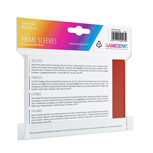 GAMEGEN!C- Pack Prime Sleeves Red (100), Color (GGS10015ML)