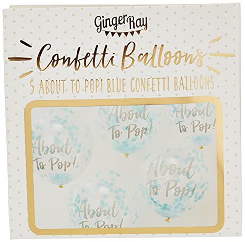 Ginger Ray - Paquete de 5 globos con confeti azul para Baby Shower