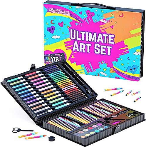 GirlZone Regalos para Niñas -Estuche Colores, Kit Manualidades, 118 Piezas, Pinturas para Niños, Set De Arte Infantil, Art Set, Regalos Originales 3 a 12 años