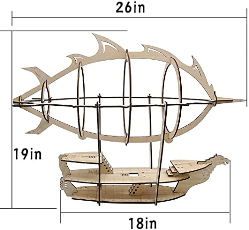 Globo de aire caliente de madera con corte láser 3D con rejillas de 1" Fantasy aéreo Combat Terrain Map para D & D, Pathfinder, Warhammer y otros RPG de mesa